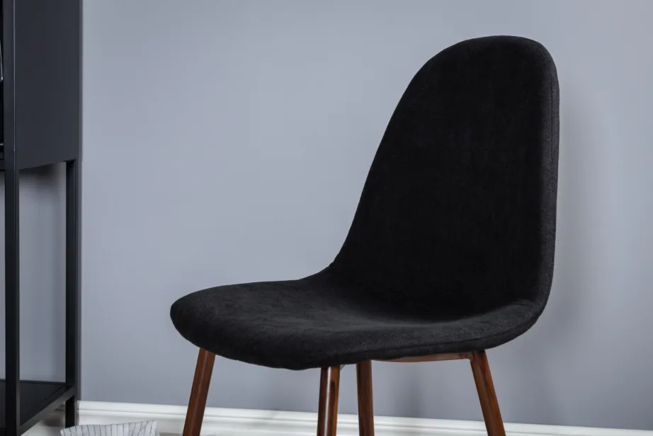 Plaza ümmarguse söögilaua komplekt pähkliviimistlusega, 100 cm + mustad Polar toolid, GR19671 – 6