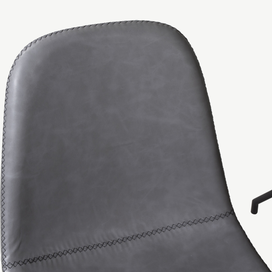 Plaza ümmargune söögilauakomplekt, must MDF, pähklitoonist jalad, mustad pöördtoolid PU-kunstnahaga, GR19737 – 2