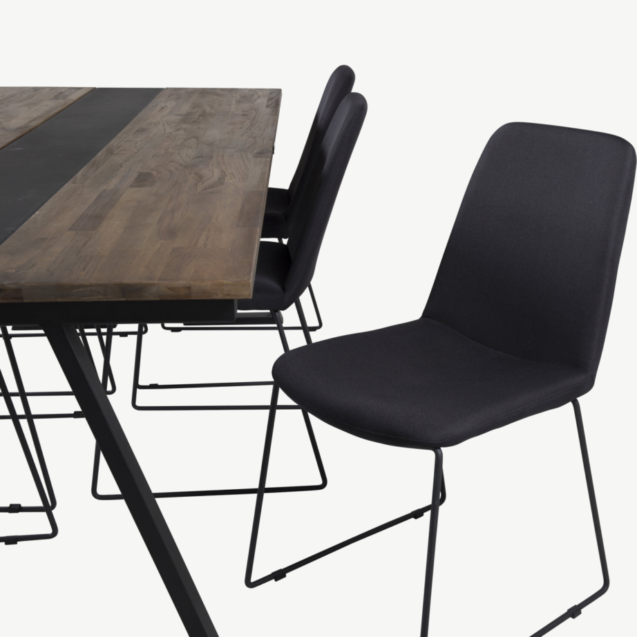 Tiigipuust söögilaud Jakarta mustade Muce toolidega (6 tk), GR19758 – 4