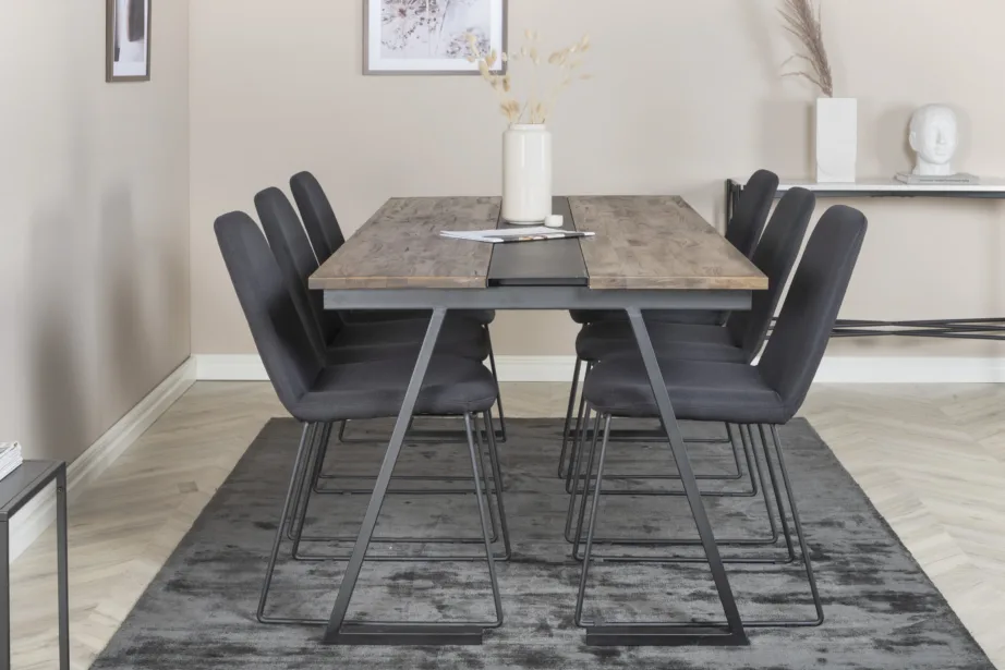 Tiigipuust söögilaud Jakarta mustade Muce toolidega (6 tk), GR19758 – 5