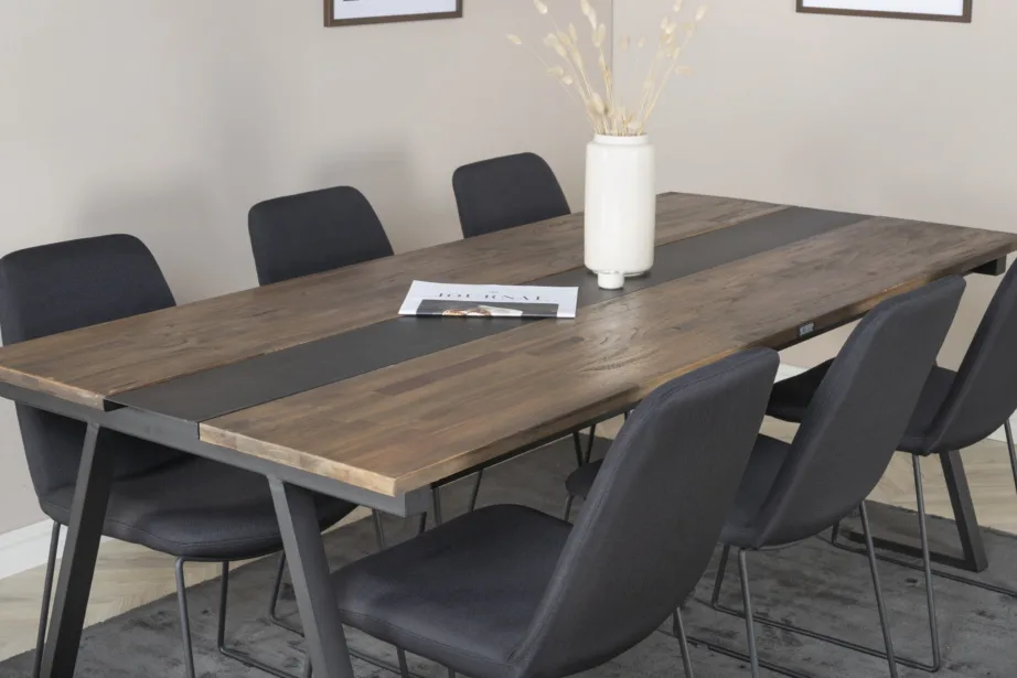 Tiigipuust söögilaud Jakarta mustade Muce toolidega (6 tk), GR19758 – 7