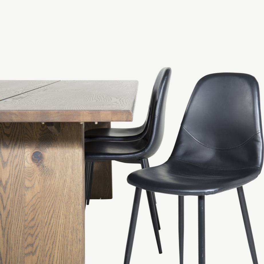 Pikendatav tammepuidust söögilaua komplekt Logger ja mustad Polar toolid (6 tk), GR19762 – 3