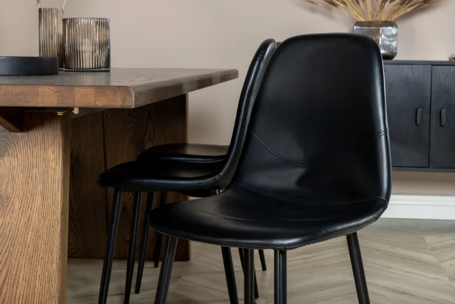 Pikendatav tammepuidust söögilaua komplekt Logger ja mustad Polar toolid (6 tk), GR19762 – 7