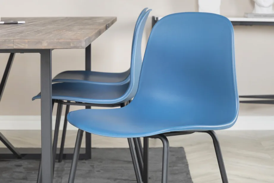 Padang tööstuslik tiigipuust söögilauakomplekt siniste Arctic toolidega (6 tk), GR19792 – 8