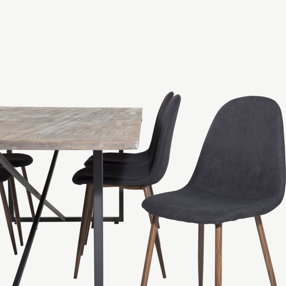 Padangi tiigipuust söögilauakomplekt ja 6 musta Polar tooli pähklijalaga (250×100 cm), GR19801 – 3