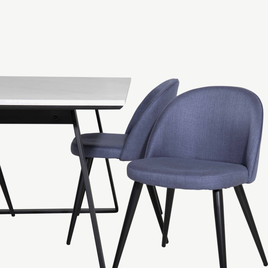 Valge marmorplaadiga söögikomplekt Estelle siniste samettoolidega (4 tk), GR19827 – 3