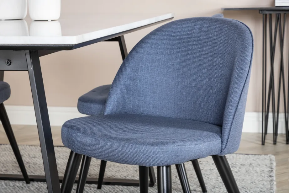 Valge marmorplaadiga söögikomplekt Estelle siniste samettoolidega (4 tk), GR19827 – 7