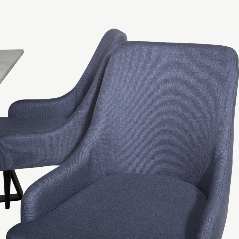 Ristkülikukujuline marmorlauaga söögitoakomplekt Estelle, siniste Plaza sarja toolidega, GR19831 – 3