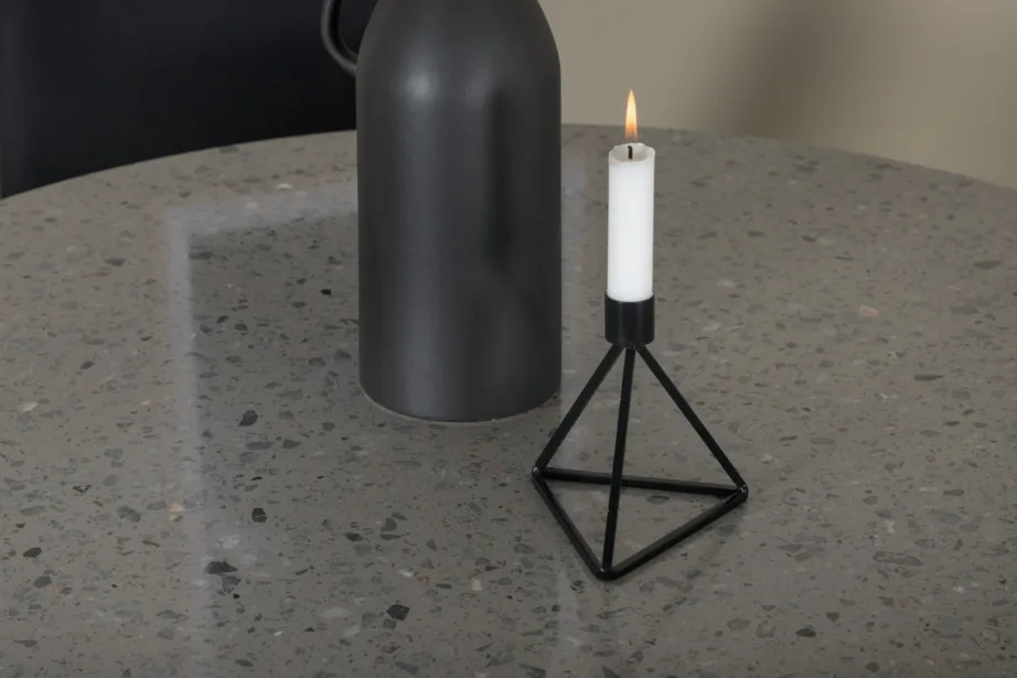 Ümar söögilaud Razzia terrazzo lauaplaadi ja mustade kangast toolidega (4 tooli), GR19870 – 7