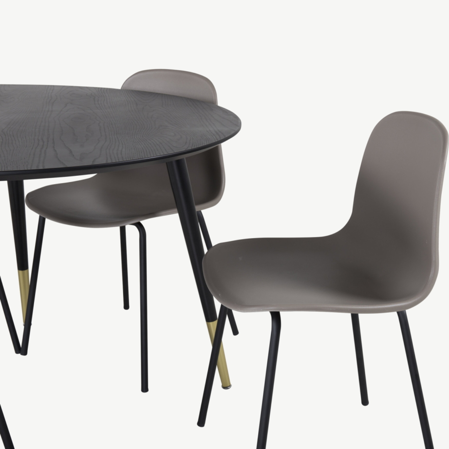 Ümmargune söögilauakomplekt Dipp musta lauaplaadi ja beežide Arctic toolidega, Ø115 cm, GR19884 – 3