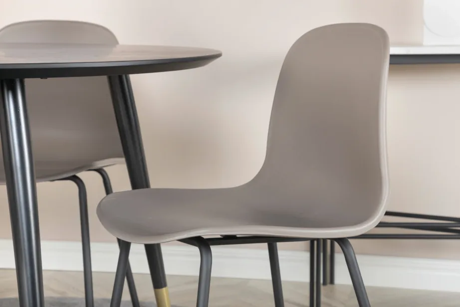 Ümmargune söögilauakomplekt Dipp musta lauaplaadi ja beežide Arctic toolidega, Ø115 cm, GR19884 – 7