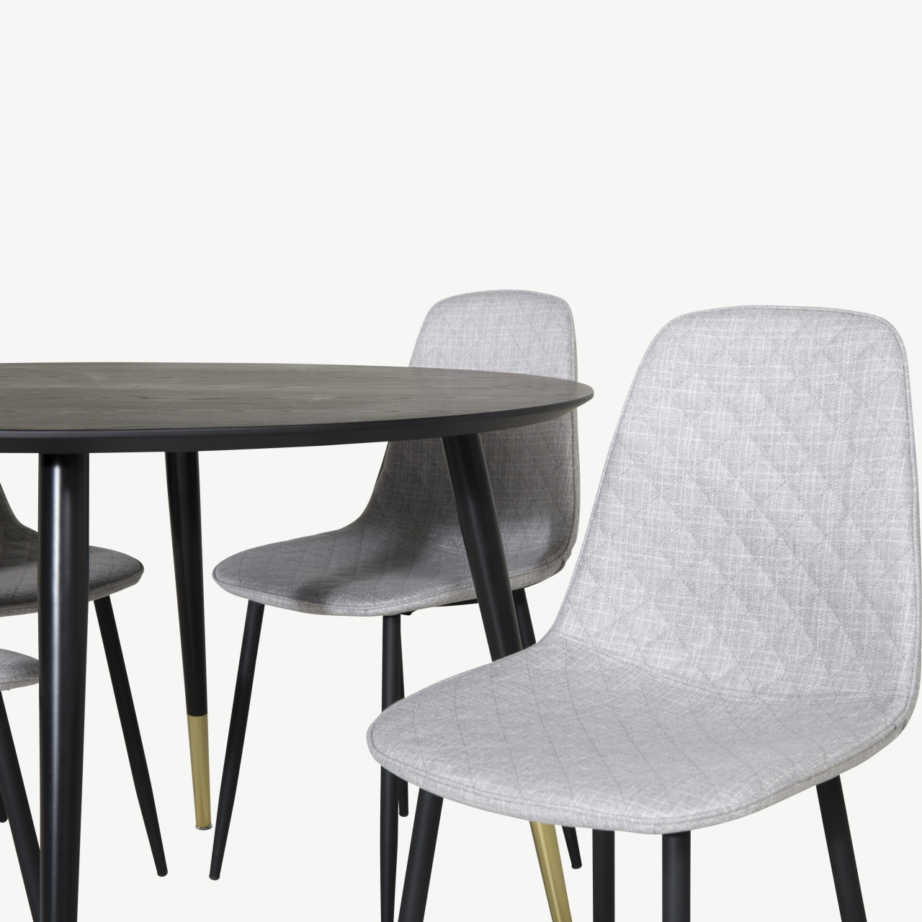 Dipp ümmargune must söögilauakomplekt hallide Polar toolidega (Ø115 cm), GR19887 – 2