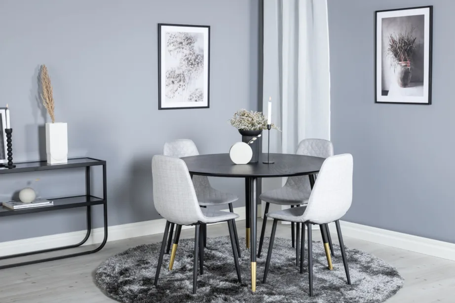 Dipp ümmargune must söögilauakomplekt hallide Polar toolidega (Ø115 cm), GR19887 – 4