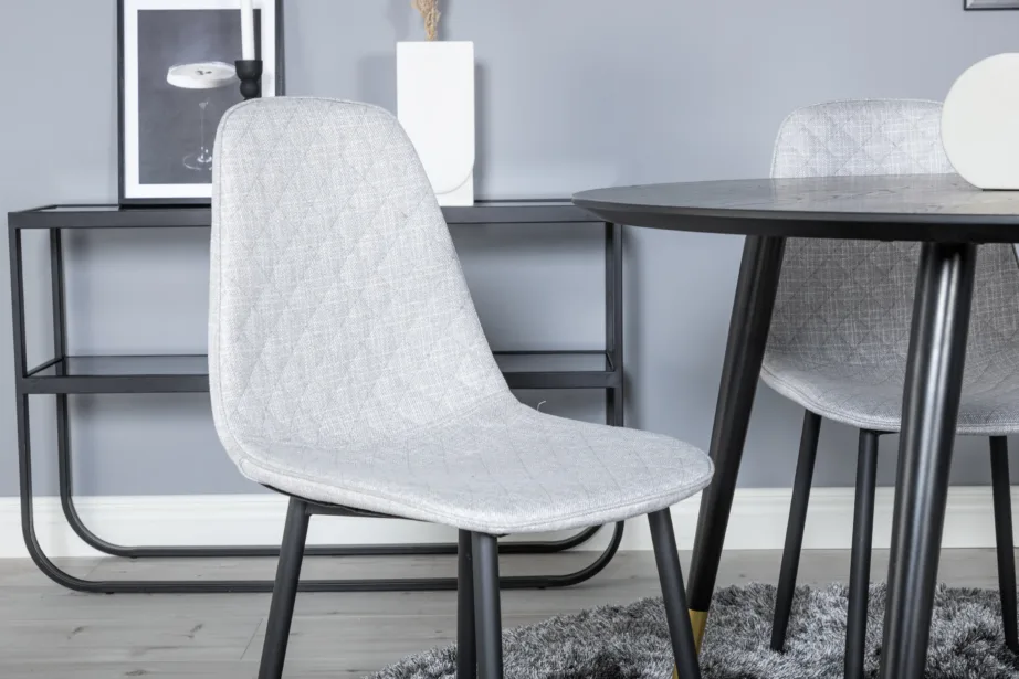 Dipp ümmargune must söögilauakomplekt hallide Polar toolidega (Ø115 cm), GR19887 – 5