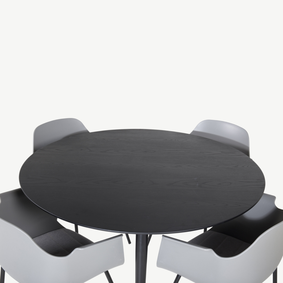 Ümmargune söögilauakomplekt Dipp hallide Comfort toolidega, must/kuldne, ø115 cm, GR19893 – 3