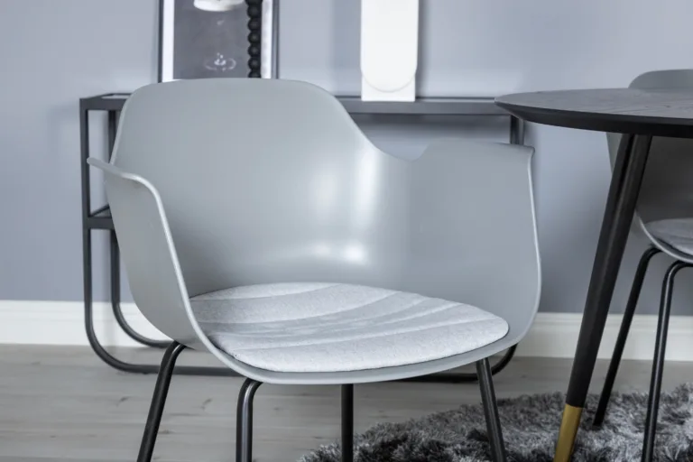 Ümmargune söögilauakomplekt Dipp hallide Comfort toolidega, must/kuldne, ø115 cm - GR19893