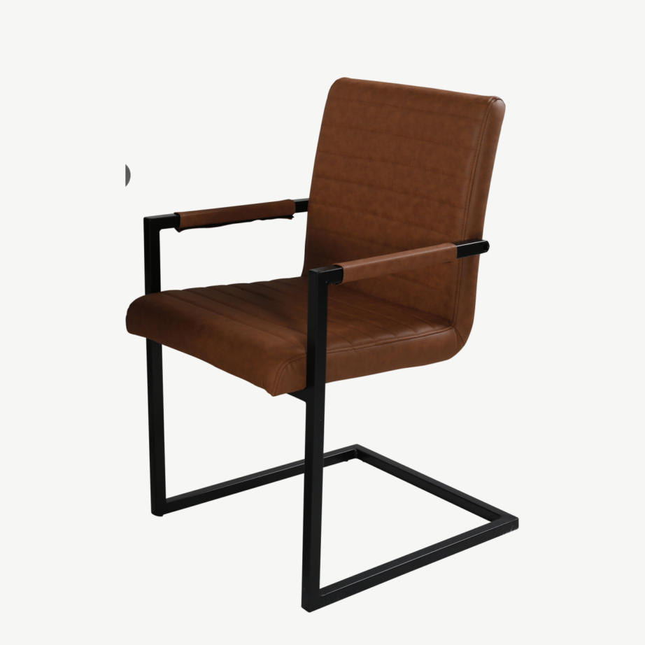 Dippi ümmargune söögilauakomplekt, must lauaplaat, pruunid kunstnahast toolid, ø115 cm, GR19908 – 3