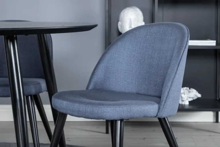 Ümmargune söögikomplekt Dipp musta laua ja siniste toolidega (ø115 cm) - GR19911