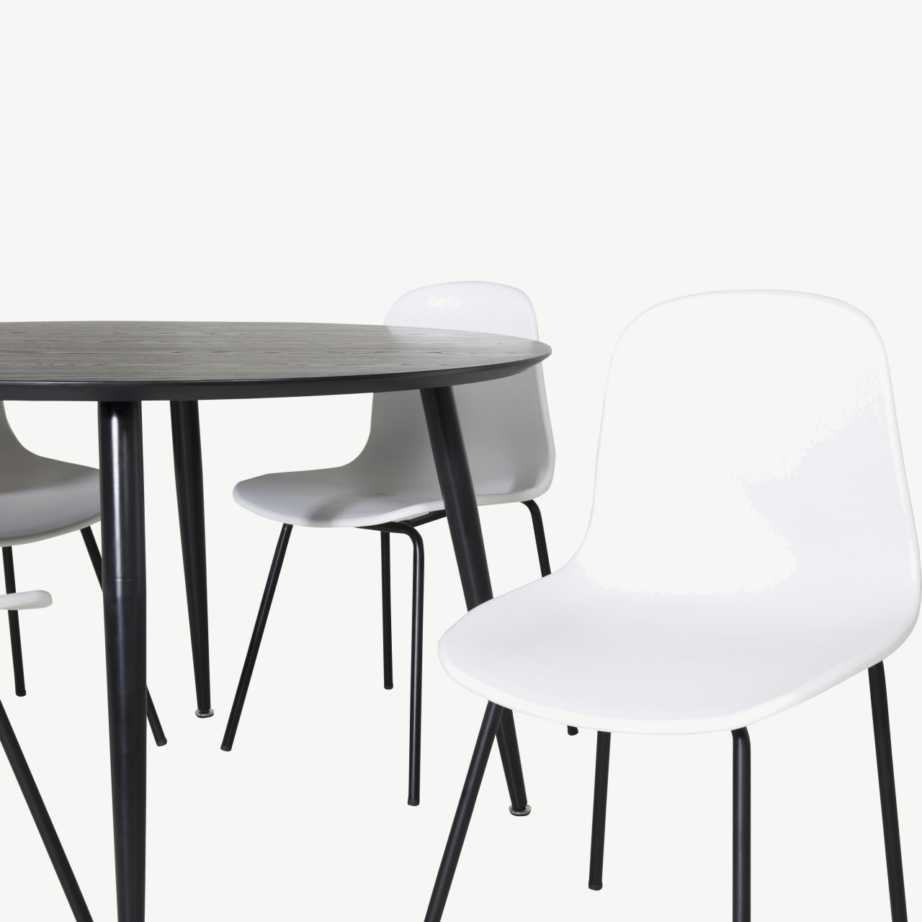 Dipp ümmargune söögikomplekt musta spooniga, 4 valge plastikust tooli, GR19943 – 2