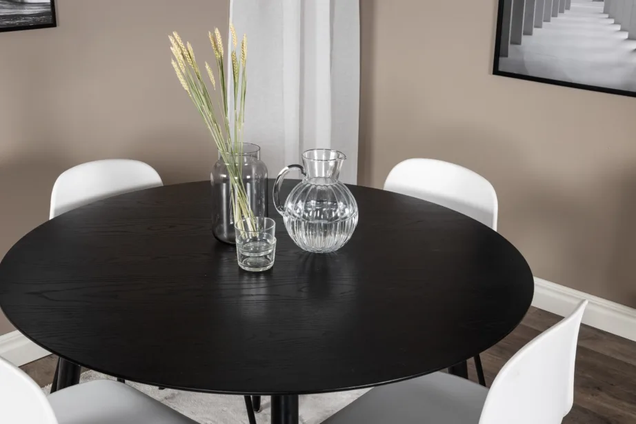 Dipp ümmargune söögikomplekt musta spooniga, 4 valge plastikust tooli, GR19943 – 5