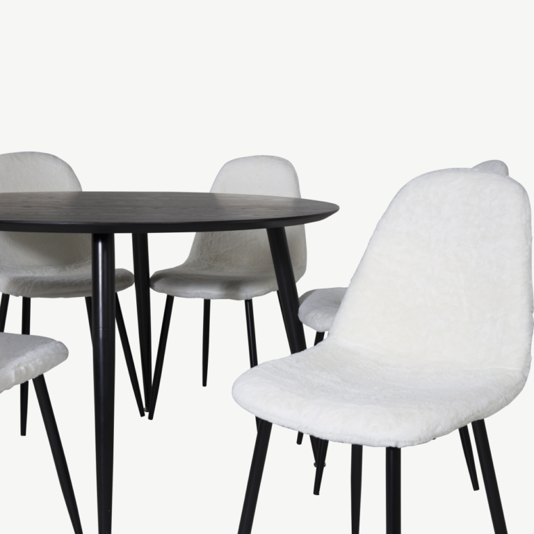 Ümmargune must söögilauakomplekt Dipp Polar toolidega (6 tk), ø115 cm - GR19945