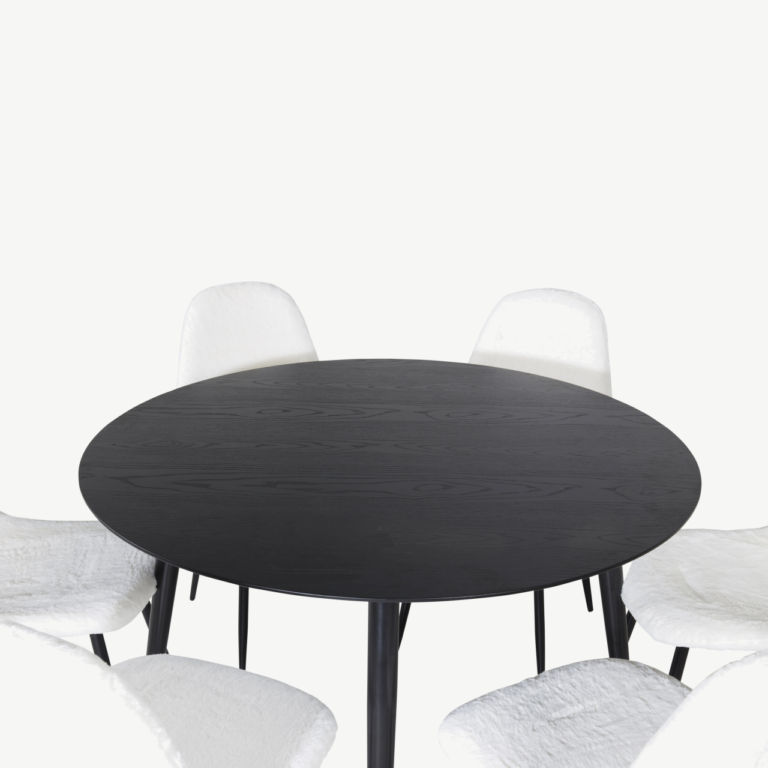 Ümmargune must söögilauakomplekt Dipp Polar toolidega (6 tk), ø115 cm - GR19945