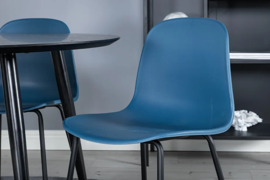 Dipp ümmargune musta viimistlusega söögilauakomplekt siniste Arctic toolidega, GR19948 – 5