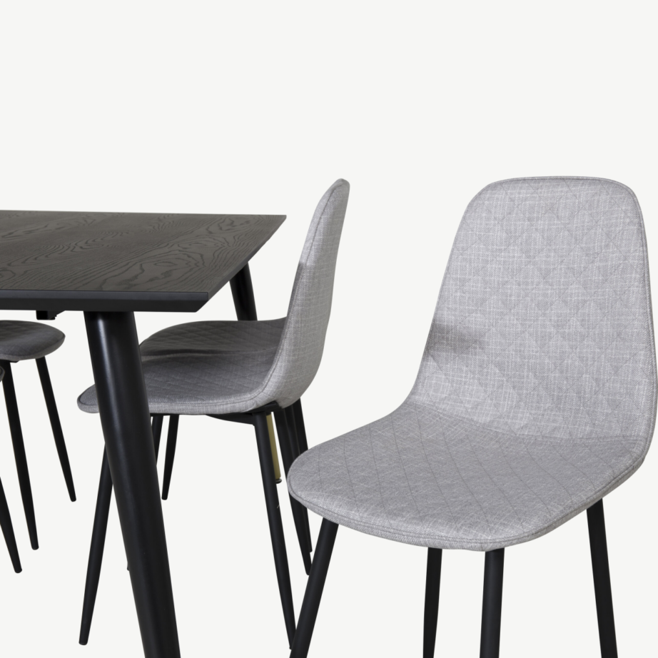 Must Dipp söögilaud kuldsete detailidega ja 6 halli Polar tooli, GR19955 – 3