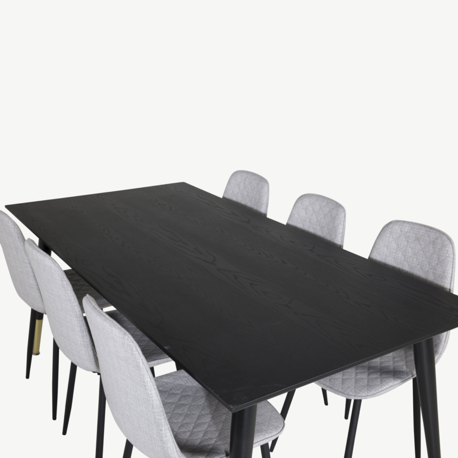 Must Dipp söögilaud kuldsete detailidega ja 6 halli Polar tooli, GR19955 – 4