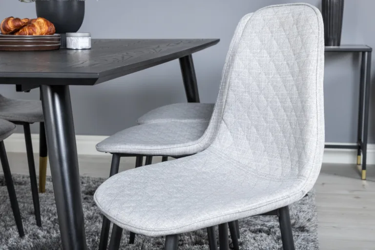 Must Dipp söögilaud kuldsete detailidega ja 6 halli Polar tooli - GR19955