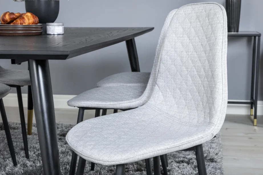 Must Dipp söögilaud kuldsete detailidega ja 6 halli Polar tooli, GR19955 – 7