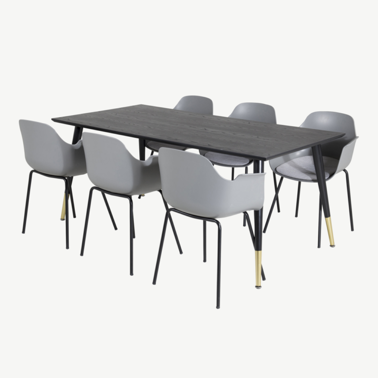 Dipp söögitoa komplekt musta tammepuidu spoonlaua ja hallide Comfort toolidega (6 tk) - GR19960