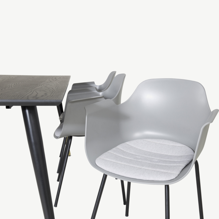 Dipp söögitoa komplekt musta tammepuidu spoonlaua ja hallide Comfort toolidega (6 tk) - GR19960