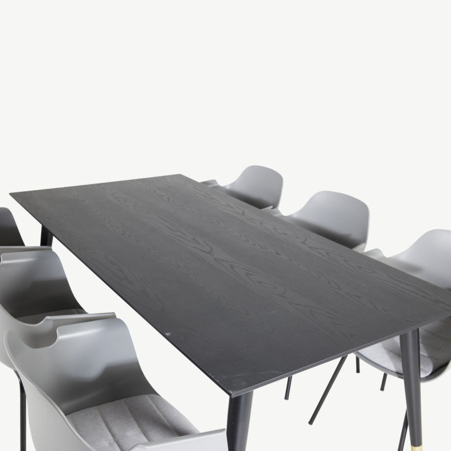 Dipp söögitoa komplekt musta tammepuidu spoonlaua ja hallide Comfort toolidega (6 tk), GR19960 – 4