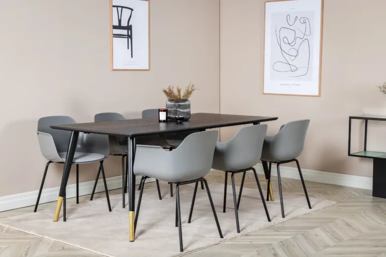 Dipp söögitoa komplekt musta tammepuidu spoonlaua ja hallide Comfort toolidega (6 tk) - GR19960