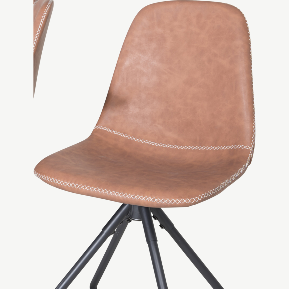 Dipp söögilauakomplekt musta lauaplaadiga ja 6 pruunist pöörlevast toolist Polar, 180×90 cm, GR19965 – 3