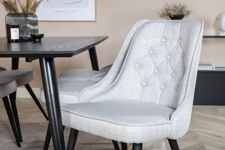 Must ristkülikukujuline söögilauakomplekt Dipp hallide Velvet Deluxe toolidega (6 tk), 180×90 cm, GR19968 – 7