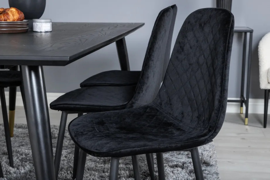 Must söögitoa komplekt Dipp ristkülikukujulise lauaga (180×90 cm) ja 6 sametist tooliga Polar, GR19972 – 7