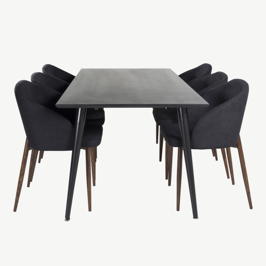 Ristkülikukujuline Dipp söögitoa komplekt mustade Arch toolidega (6 tk), GR19987 – 2