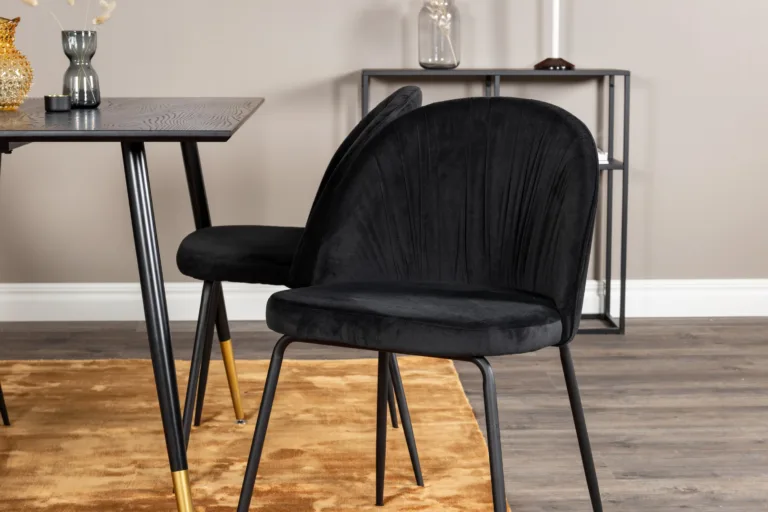Must söögilauakomplekt Dipp (MDF, sametkattega toolid, messingdetailidega jalad, 120 × 85 cm) - GR20008