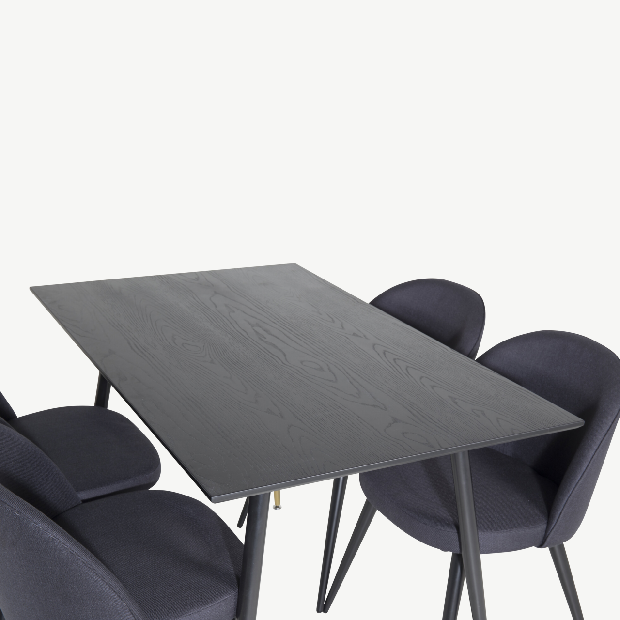 Must söögitoakomplekt Dipp laud 120x85 cm ja 4 velvetist tooli - GR20009