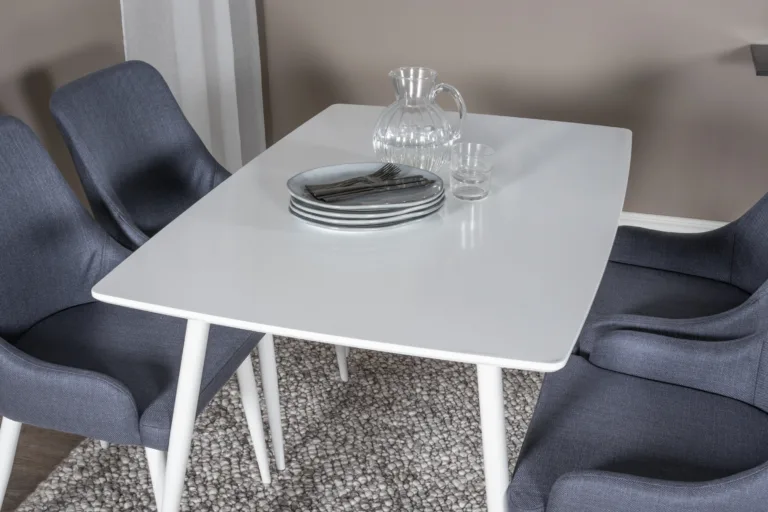 Polar söögilauakomplekt (valge laud ja sinised kangastoolid) - GR20024