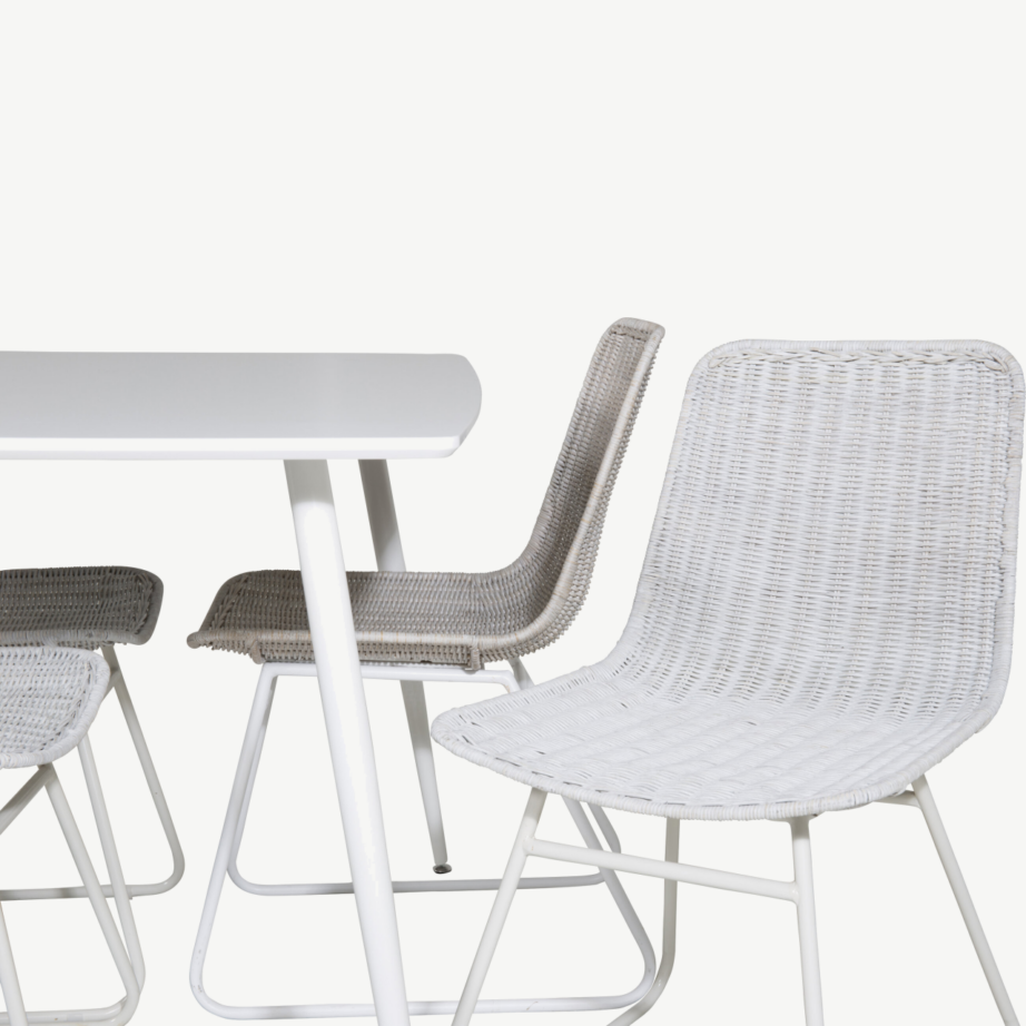 Valge söögikomplekt Polar – MDF-lauaga ja rotangist toolidega, GR20036 – 3