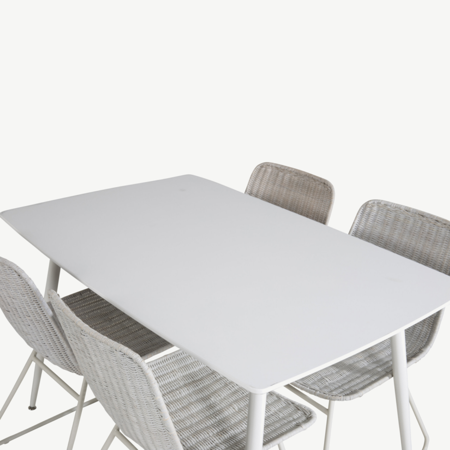 Valge söögikomplekt Polar – MDF-lauaga ja rotangist toolidega, GR20036 – 4