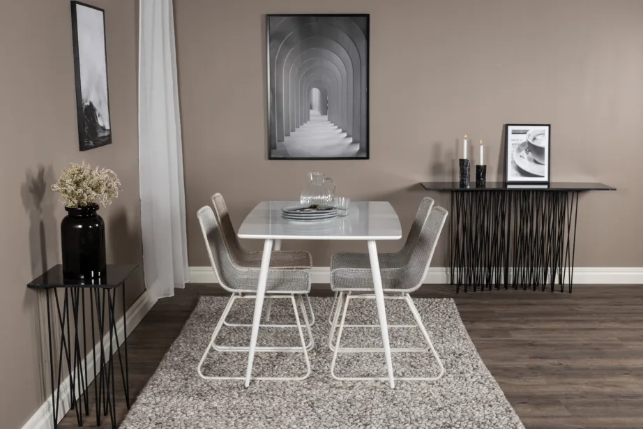 Valge söögikomplekt Polar – MDF-lauaga ja rotangist toolidega, GR20036 – 5