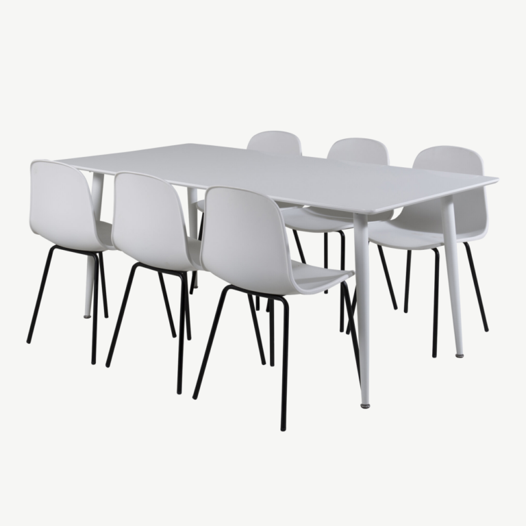 Polar ristkülikukujuline söögilauakomplekt Arctic toolidega, valge, terasjalad, 180x90 cm - GR20071
