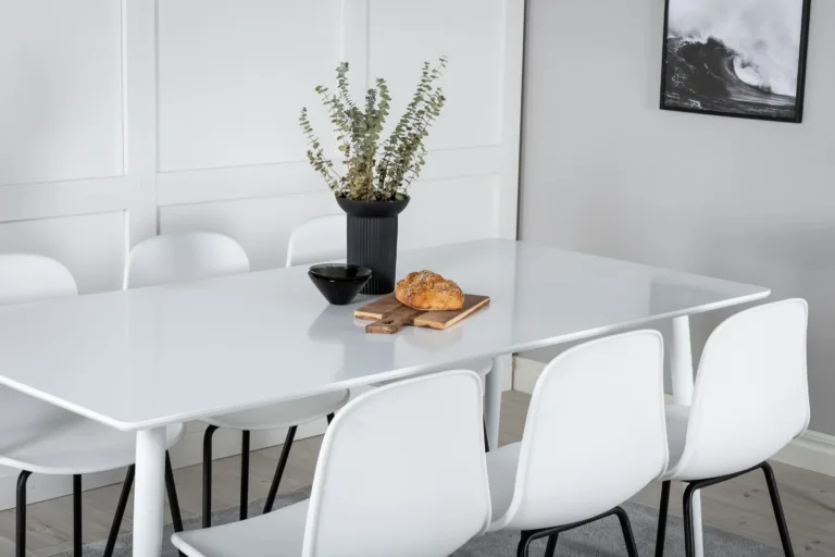Polar ristkülikukujuline söögilauakomplekt Arctic toolidega, valge, terasjalad, 180x90 cm - GR20071