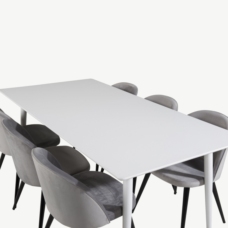 Valge söögilauakomplekt Polar söögilaud ja helehallid Velvet toolid (6 tk), GR20072 – 4