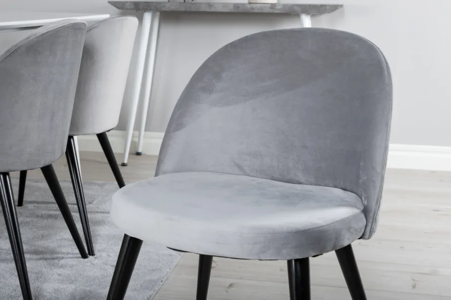 Valge söögilauakomplekt Polar söögilaud ja helehallid Velvet toolid (6 tk), GR20072 – 7