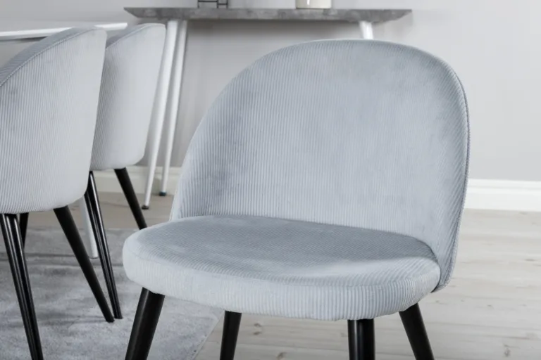 Valge söögilauakomplekt Polar 180 cm ja helehallid Velvet toolid - GR20075